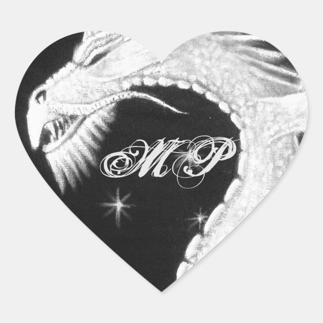 Drache bei Nachtmalerei Herz-Aufkleber (Vorderseite)