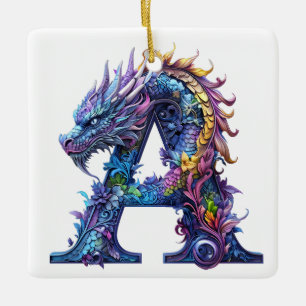Drache - Buchstabe A Keramikornament