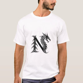 Drache Buchstabe N – Dunkles Fantasy-Drachendesign T-Shirt