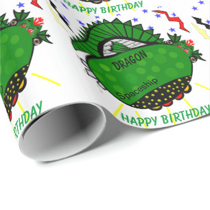 Drache das Wrapping des Raumschiff-Kindergeburtsta Geschenkpapier