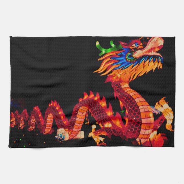 Drache der glühenden Chinesischen Parade Geschirrtuch (Horizontal)