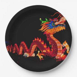Drache der glühenden Chinesischen Parade Pappteller