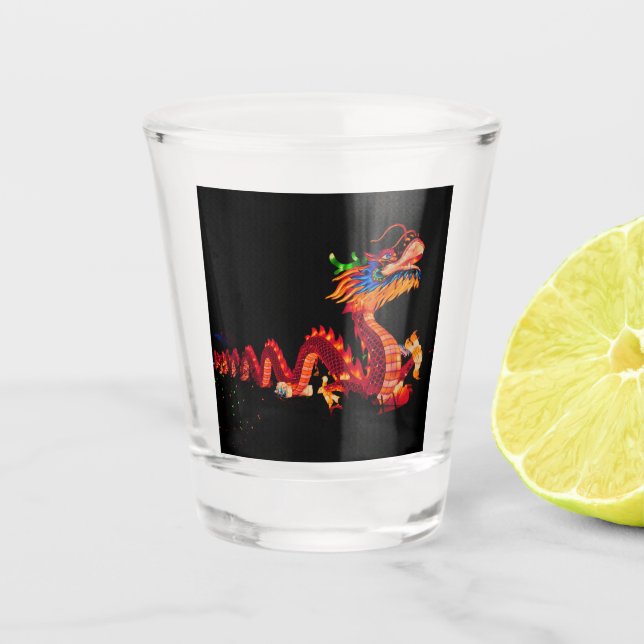 Drache der glühenden Chinesischen Parade Schnapsglas (Vorderseite)
