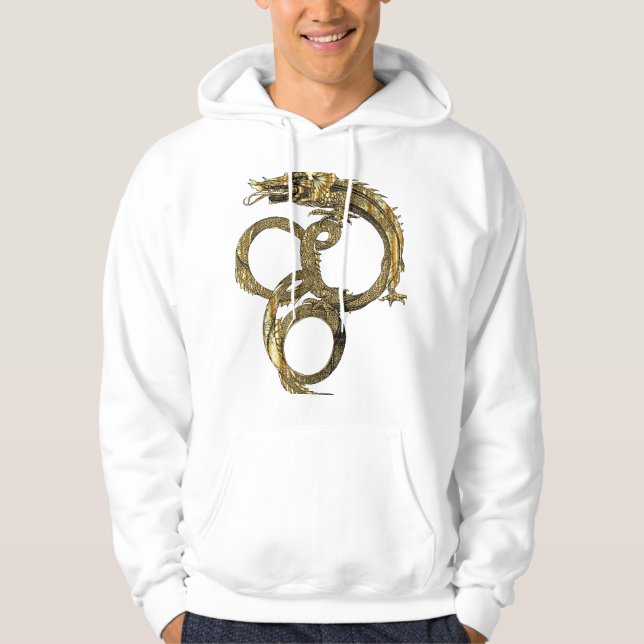 Drache der goldenen Linie - Elegante Mythische Kre Hoodie (Vorderseite)