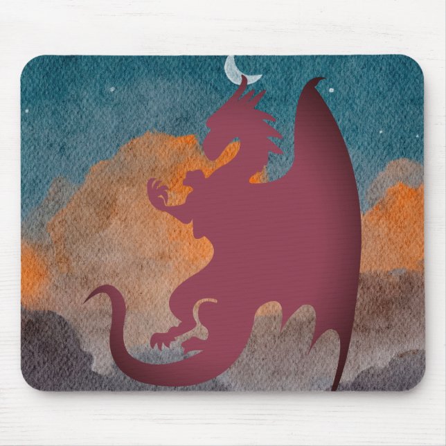 Drache, der in der Nachtmaus fliegt Mousepad (Vorne)