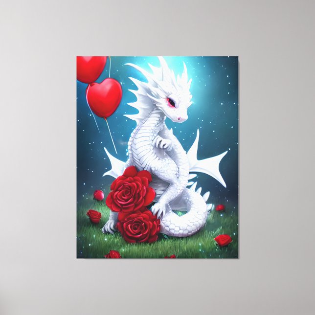 Drache der Liebe White Valentine Leinwanddruck (Vorderseite)