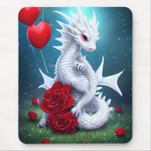 Drache der Liebe White Valentine Mousepad