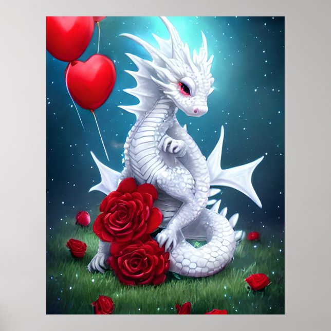 Drache der Liebe White Valentine Poster (Vorne)
