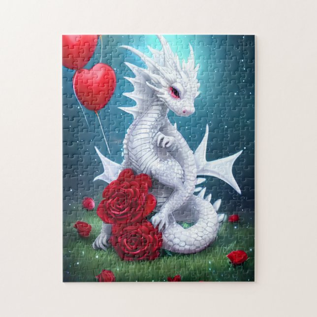 Drache der Liebe White Valentine Puzzle (Vertikal)