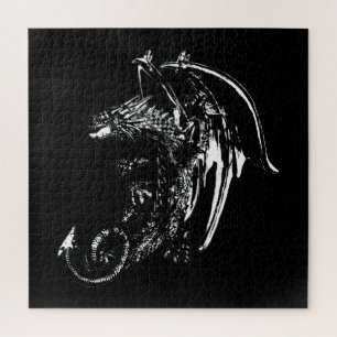 Drache der Nacht Fantasy Dunkler Mystischer Drache Puzzle