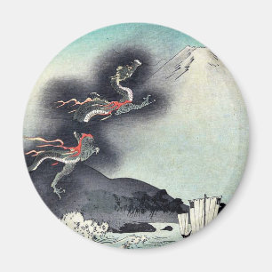 Drache, der über den Fujisan Ukiyoe steigt Magnet