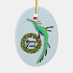 Drache der Weihnachtszeit Keramikornament