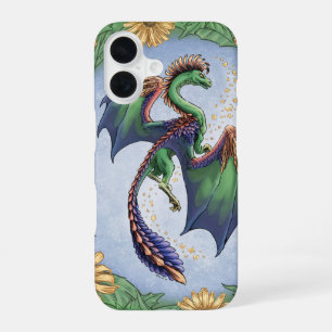 "Drache des Sommers" Blumen und Blätter Fantasy-Ku iPhone 16 Hülle