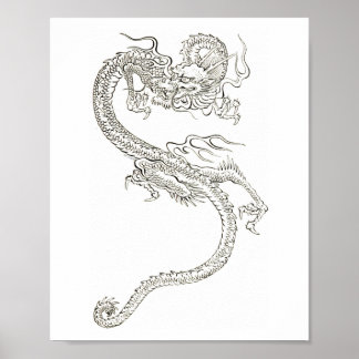 Drache, Drache, Fantasie, Skizze zeichnend Poster