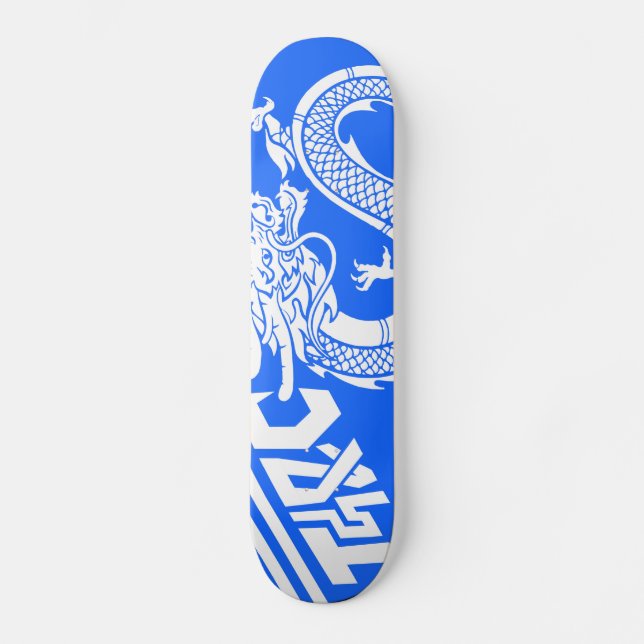 Drache-Drache-Skateboard (blau) Skateboard (Vorderseite)