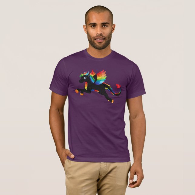 Drache-Einhorn-Regenbogen-Fliegen-Fabelwesen T-Shirt (Vorne ganz)