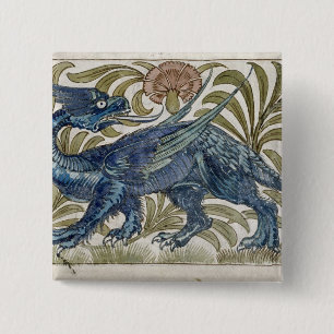 "Drache" Entwurf für eine Fliese (w/c auf Papier) Button