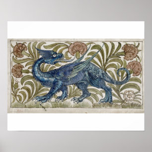 "Drache" Entwurf für eine Fliese (w/c auf Papier) Poster