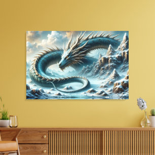 Drache erwacht in einer eisigen Welt Leinwanddruck