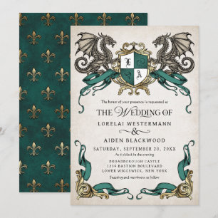 Drache Fantasy Schild Hochzeit Einladung
