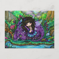 Drache-feenhafte Fantasie-Kunst-Postkarte durch