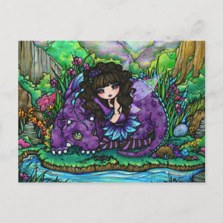 Drache-feenhafte Fantasie-Kunst-Postkarte durch Postkarte