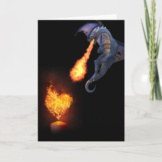 Drache Feuer Atem Herz Liebe Karte (Vorderseite)