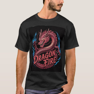Drache Feuer Grafik – Vintage Rosa Drache & Blau T-Shirt
