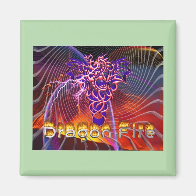 Drache Feuer  Magnet (Vorne)
