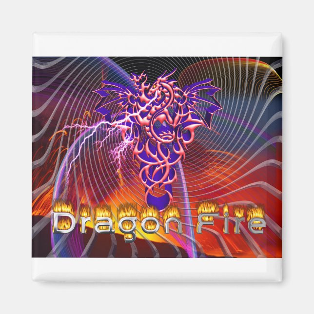 Drache Feuer  Magnet (Vorne)