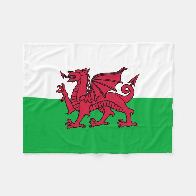 Drache-Flagge Wales Waliser Fleecedecke (Vorderseite (Horizontal))