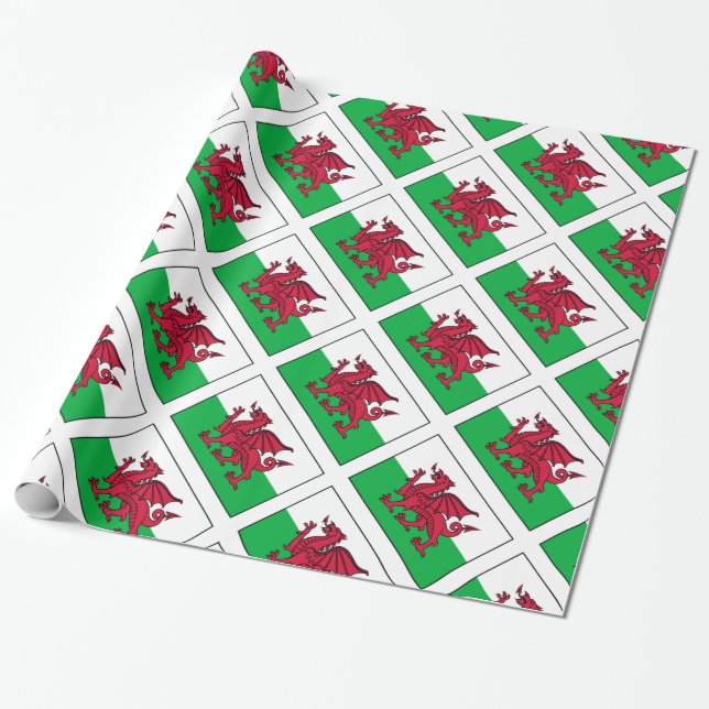 Drache-Flagge Wales Waliser Geschenkpapier (Ungerollt)