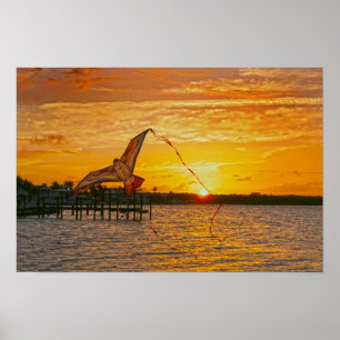 Drache Fliegen bei Key Largo Sonnenuntergang Poster