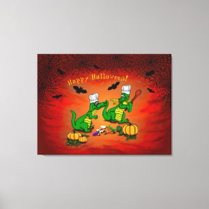 Drache - Frohes Halloween ! Heute werde ich kochen Leinwanddruck