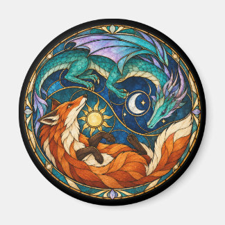 Drache Fuchs Himmelsbuntglas Magnet