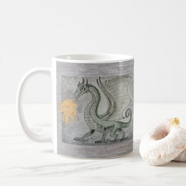 Drache für das Feueratmen Kaffeetasse (Mit Donut)