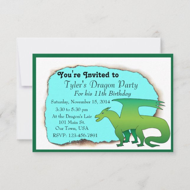 Drache-Geburtstags-Party Einladung (Vorderseite)