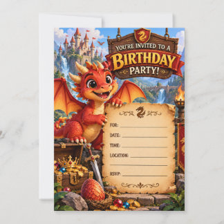 Drache Geburtstagsparty-Einladung | Fantasy-Drache Einladung