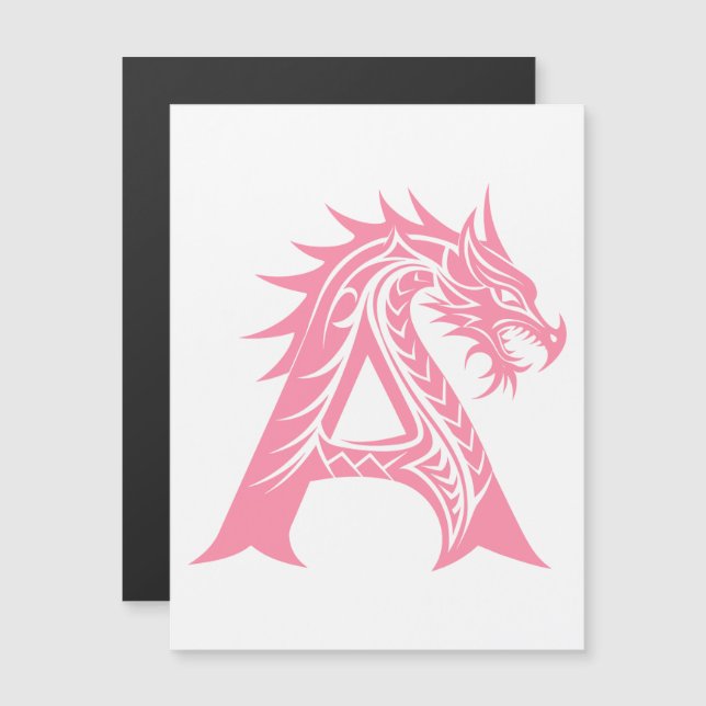 Drache gestalteter Buchstabe A, Drachen Alphabet,  Magneteinladung (Vorne/Hinten)