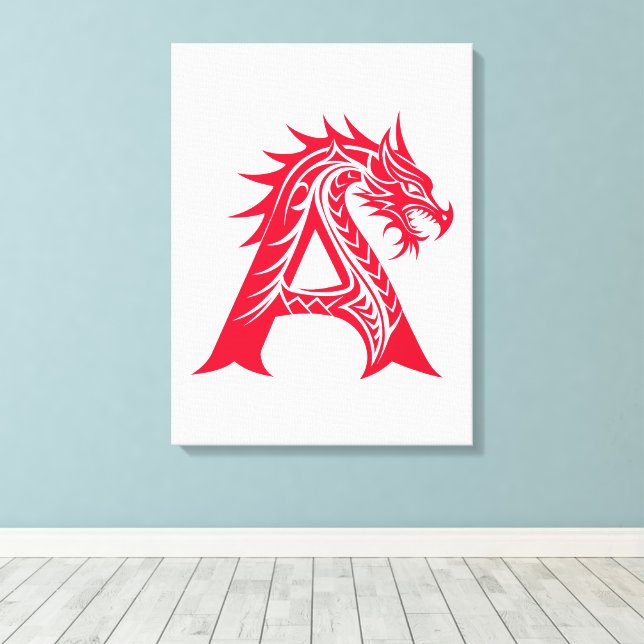 Drache gestalteter Buchstabe A, Drachenalphabet, M Leinwanddruck (Insitu (Holzboden))