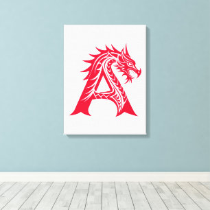 Drache gestalteter Buchstabe A, Drachenalphabet, M Leinwanddruck