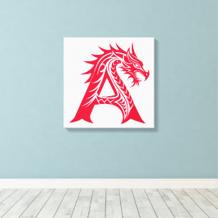Drache gestalteter Buchstabe A, Drachenalphabet, M Leinwanddruck
