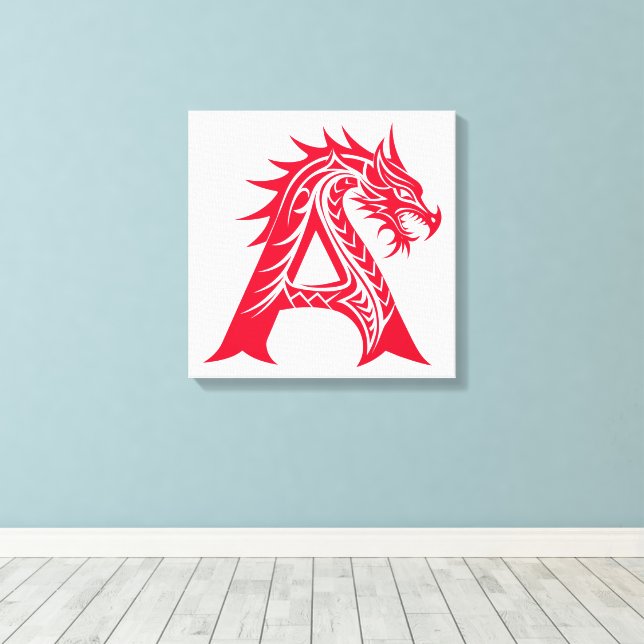 Drache gestalteter Buchstabe A, Drachenalphabet, M Leinwanddruck (Insitu (Holzboden))