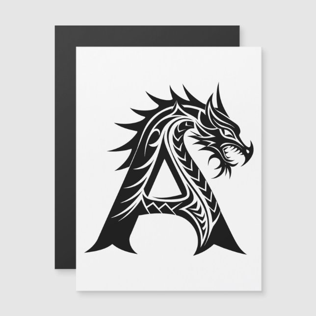 Drache gestalteter Buchstabe A, Drachenalphabet, M Magneteinladung (Vorne/Hinten)