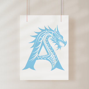 Drache gestalteter Buchstabe A, Drachenalphabet, M Poster
