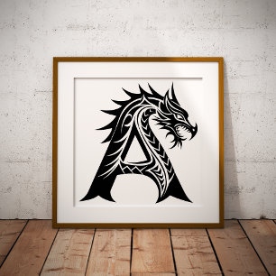 Drache gestalteter Buchstabe A, Drachenalphabet, M Poster