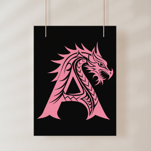 Drache gestalteter Buchstabe A, Drachenalphabet, M Poster