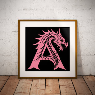 Drache gestalteter Buchstabe A, Drachenalphabet, M Poster