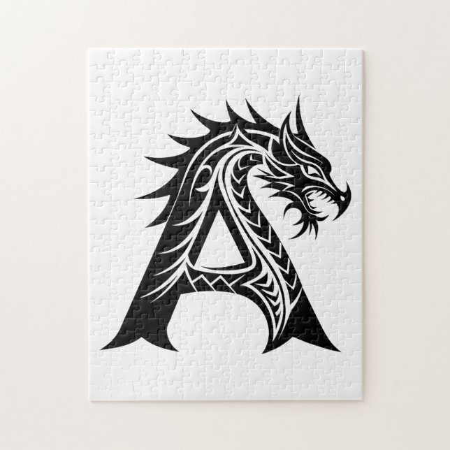 Drache gestalteter Buchstabe A, Drachenalphabet, M Puzzle (Vertikal)