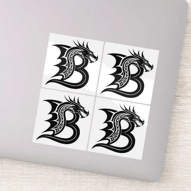 Drache gestalteter Buchstabe B, Drachenalphabet, M Aufkleber (Detail)